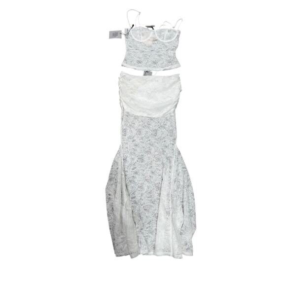 Superdown x Yhasmina Ferrara Mimi Maxi Skirt Set White Lace Flirty White NWT XS - Picture 2 of 6